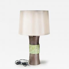 Robert Kuo Gu Copper Lamp W Nephrite Jade by Robert Kuo Hand Carved Repousse Limited - 3835881