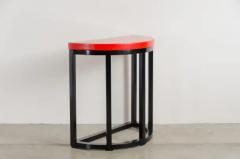 Robert Kuo Half Round Table Red Lacquer by Robert Kuo Handmade Limited Edition - 3831516