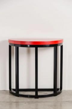 Robert Kuo Half Round Table Red Lacquer by Robert Kuo Handmade Limited Edition - 3831523