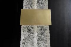 Robert Kuo Hand Carved Crystal Ta Shape Ice Carved w Brass Center Lamp by Robert Kuo - 3831651