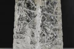 Robert Kuo Hand Carved Crystal Ta Shape Ice Carved w Brass Center Lamp by Robert Kuo - 3831654