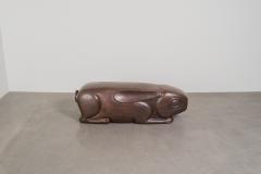 Robert Kuo Hand Repouss Antiqued Copper Rabbit Garden Seat by Robert Kuo - 4513511