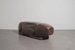 Robert Kuo Hand Repouss Antiqued Copper Rabbit Garden Seat by Robert Kuo - 4513516