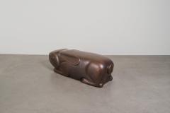 Robert Kuo Hand Repouss Antiqued Copper Rabbit Garden Seat by Robert Kuo - 4513525