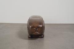 Robert Kuo Hand Repouss Antiqued Copper Rabbit Garden Seat by Robert Kuo - 4513527