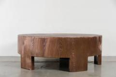 Robert Kuo Low Round Table Woodgrain Design Antique Copper by Robert Kuo Hand Repousse - 3830275