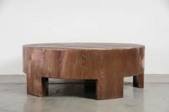 Robert Kuo Low Round Table Woodgrain Design Antique Copper by Robert Kuo Hand Repousse - 3830276