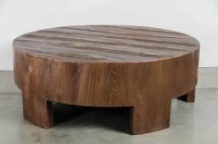 Robert Kuo Low Round Table Woodgrain Design Antique Copper by Robert Kuo Hand Repousse - 3830278