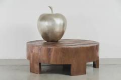 Robert Kuo Low Round Table Woodgrain Design Antique Copper by Robert Kuo Hand Repousse - 3830288