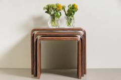 Robert Kuo Pleats Design Nesting Table Set of 3 in Repouss Copper by Robert Kuo - 3838334