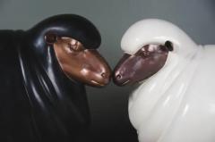 Robert Kuo Repouss Black Lacquer Sheep Sculpture by Robert Kuo Limited Edition - 3831646