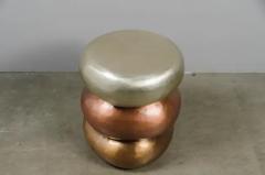 Robert Kuo Repousse Triple Stack Drumstool in White Bronze Copper and Brass by Robert Kuo - 3836847