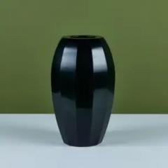 Robert Kuo Robert Kuo Dark Green Round Facet Vase - 4101115