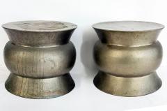Robert Kuo Robert Kuo Metal Indian Style Drum Side Tables Two Available - 4663496