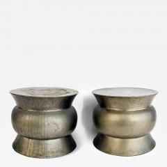 Robert Kuo Robert Kuo Metal Indian Style Drum Side Tables Two Available - 4679956