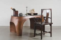 Robert Kuo Robert Kuo Repousse Curve Desk Table in Antique Copper and Black Lacquer - 3836862