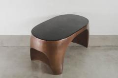 Robert Kuo Robert Kuo Repousse Curve Desk Table in Antique Copper and Black Lacquer - 3836864