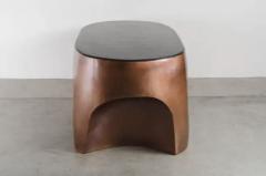 Robert Kuo Robert Kuo Repousse Curve Desk Table in Antique Copper and Black Lacquer - 3836866