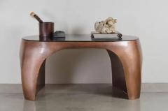 Robert Kuo Robert Kuo Repousse Curve Desk Table in Antique Copper and Black Lacquer - 3836869