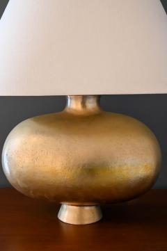 Robert Kuo Robert Kuo for McGuire 24K Hammered Gold Plated Cocoon Table Lamp ca 2000 - 3960342