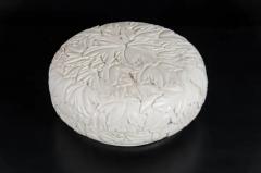 Robert Kuo Round Leaf Design Box Cream Lacquer by Robert Kuo Limited Edition in Stock - 3830076