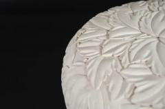 Robert Kuo Round Leaf Design Box Cream Lacquer by Robert Kuo Limited Edition in Stock - 3830085