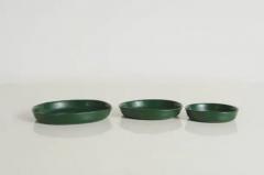 Robert Kuo Round Plates Set of 3 Green Lacquer by Robert Kuo Handmade Limited Edition - 3830351