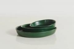 Robert Kuo Round Plates Set of 3 Green Lacquer by Robert Kuo Handmade Limited Edition - 3830352