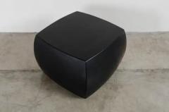 Robert Kuo Rounded Square Stool Black Lacquer by Robert Kuo Hand Repousse Limited - 3830346