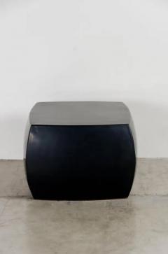 Robert Kuo Rounded Square Stool Black Lacquer by Robert Kuo Hand Repousse Limited - 3830347