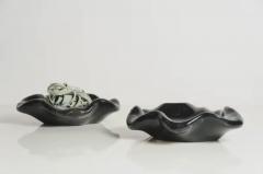 Robert Kuo Shallow Lotus Bowl Small Black Crystal by Robert Kuo Hand Carved - 3830296