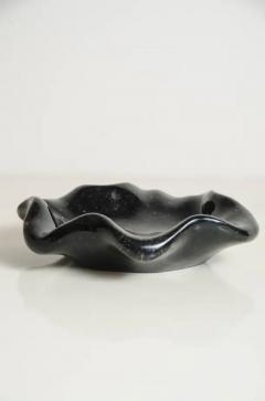 Robert Kuo Shallow Lotus Bowl Small Black Crystal by Robert Kuo Hand Carved - 3830301
