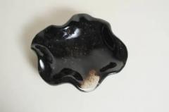 Robert Kuo Shallow Lotus Bowl Small Black Crystal by Robert Kuo Hand Carved - 3830313