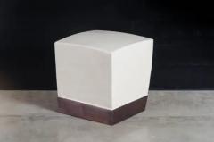 Robert Kuo Square Crown Drumstool Cream Lacquer by Robert Kuo Hand Repousse Limited - 3830333