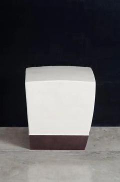 Robert Kuo Square Crown Drumstool Cream Lacquer by Robert Kuo Hand Repousse Limited - 3830335