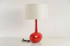 Robert Kuo Tall Cocoon Table Lamp Red Lacquer by Robert Kuo Hand Repousse Limited - 3830185