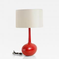 Robert Kuo Tall Cocoon Table Lamp Red Lacquer by Robert Kuo Hand Repousse Limited - 3835905