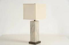 Robert Kuo Vertical Stone Lamp with Shade by Robert Kuo Hand Carved Limited Edition - 3830384