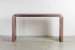 Robert Kuo Woodgrain Design Copper Console with Black Lacquer by Robert Kuo Hand Repousse - 3830358