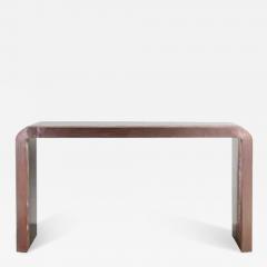 Robert Kuo Woodgrain Design Copper Console with Black Lacquer by Robert Kuo Hand Repousse - 3835931