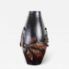 Robert Kuo Ye Zhi Ping Vase Antique Copper by Robert Kuo Hand Repousse Limited Edition - 3836215
