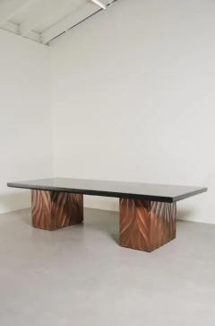 Robert Kuo Za Xian Dining Table Base Pair Antique Copper by Robert Kuo Limited Edition - 3830013