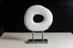 Robert Kuo Zong Bi Sculpture in Han Bai Yu Stone on Steel Stand by Robert Kuo Limited Ed - 3830394
