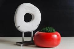 Robert Kuo Zong Bi Sculpture in Han Bai Yu Stone on Steel Stand by Robert Kuo Limited Ed - 3830395