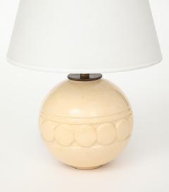 Robert Lallemant Robert Lallemant Ivory Crackle Ceramic Sphere Lamp France 1925 signed - 4620731