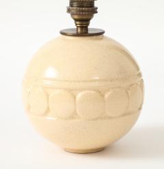 Robert Lallemant Robert Lallemant Ivory Crackle Ceramic Sphere Lamp France 1925 signed - 4620732