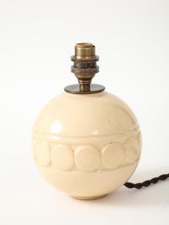 Robert Lallemant Robert Lallemant Ivory Crackle Ceramic Sphere Lamp France 1925 signed - 4620735