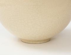 Robert Lallement Sphere Shaped Vase with off White Cracquelure Glaze France circa 1930 signed - 3152531