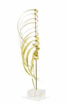 Robert Lee Morris Robert Lee Morris Rooster Tail Brass And Lucite Sculpture - 3208923