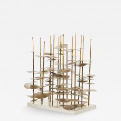 Robert Lee Morris Robert Lee Morris Vertical Cityscape Nickel And Brass Sculpture - 3223786